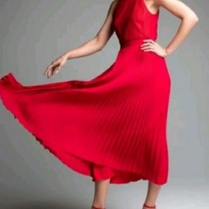 WORTH CHERRY RED PLEATED TO THE FLOOR DRESS NWT WOMEN'S SIZE 12